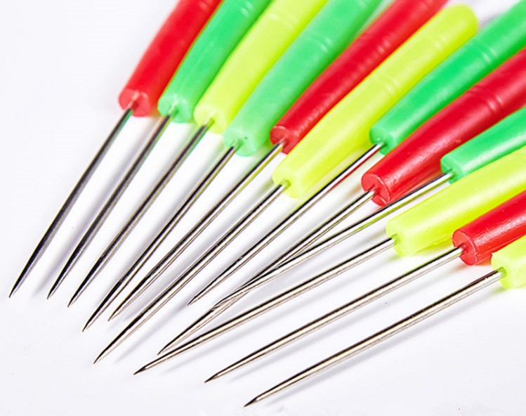 千枚通锥子针打孔针特细挑针不锈钢家用塑料柄粗钩针皮革手工工具