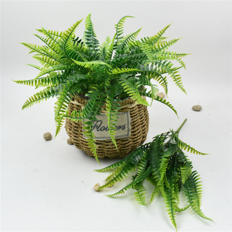 A Variety of Artificial Plants 7 Fork Eucalyptus Persian Grass Plastic Fake Flower and Greenery Pot Simulation Plant Wall Accessories