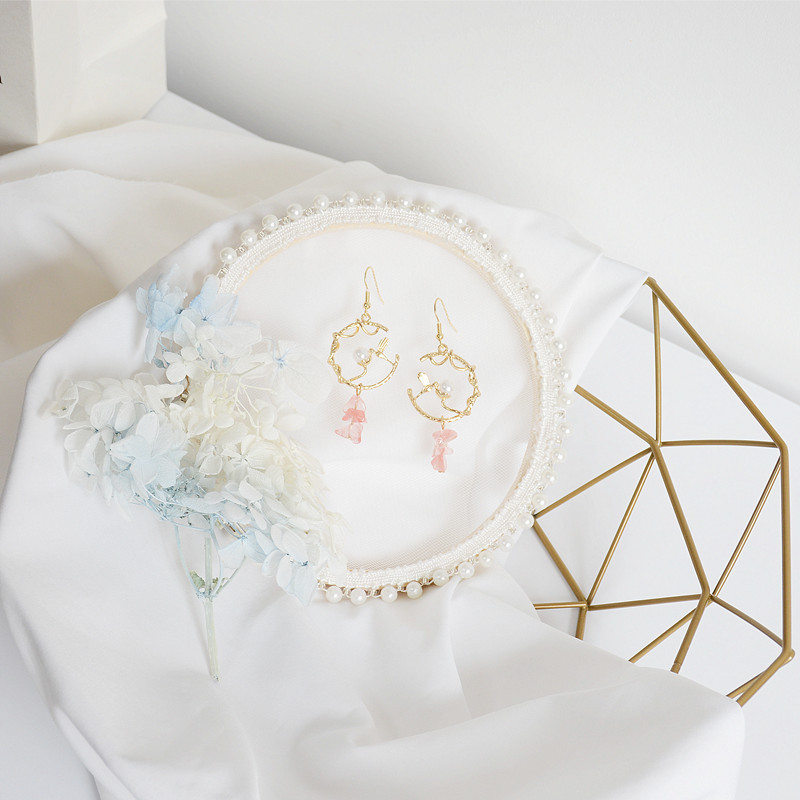 城阳区夏沫手作气质耳环文艺小鸟珍珠水晶碎石女复古耳坠耳夹