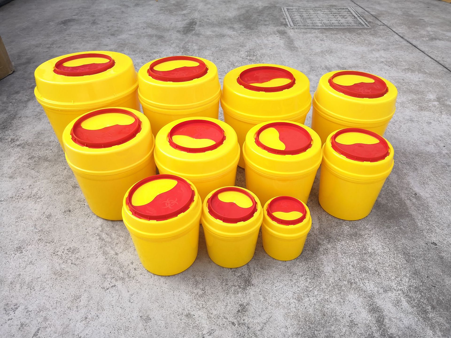 圆形1升利器盒 医院一次性医疗废物锐器盒杭州诊所通用针头桶厂家