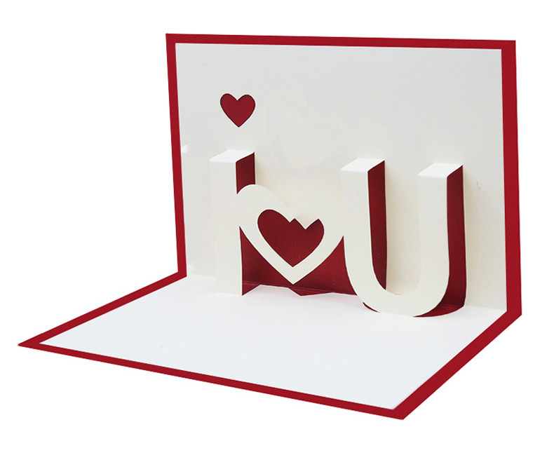 厂家供应3d立体贺卡 i love you表白卡 生日贺卡3d立体手工卡定制