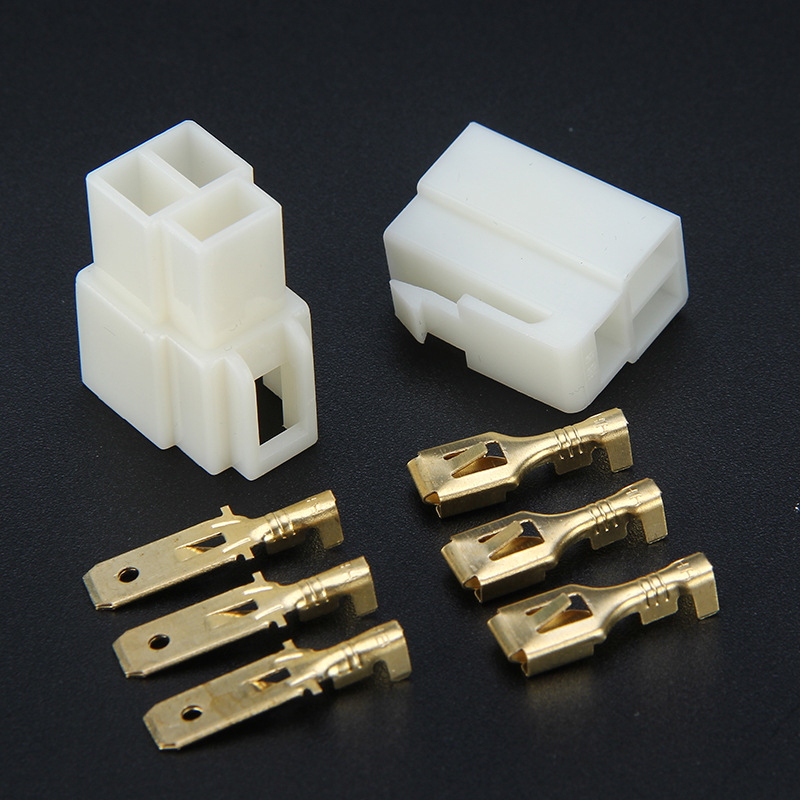 电线接头 公母端子 6.3mm三孔对插 3p接插件 汽车电动摩托用插头