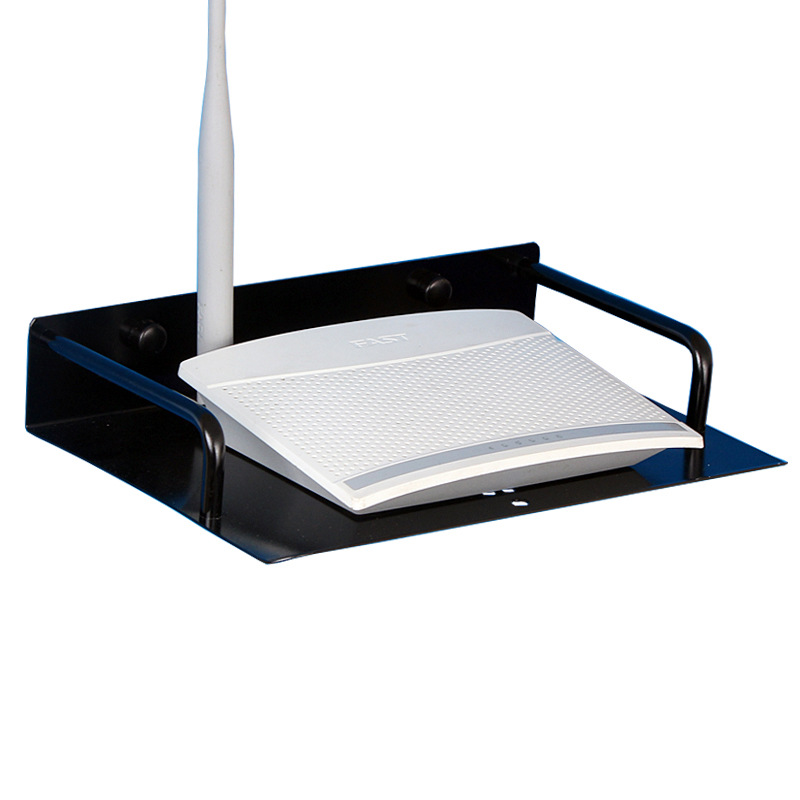 电视机顶盒挂架路太空铝壁挂置物架由器置物架免打孔黑色机顶盒架