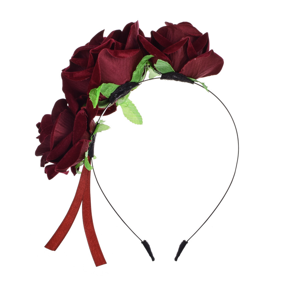 跨境热销发箍 玫瑰花头饰 大小花混合欧美舞台表演发饰厂家一件代