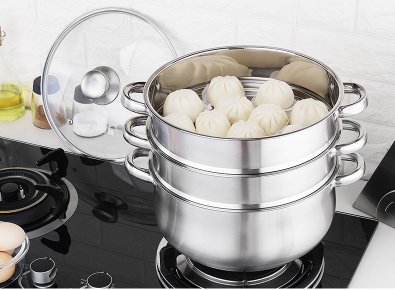 蒸锅不锈钢家用多层加厚蒸馒头的锅电磁炉2二层3三层4层大蒸汤锅
