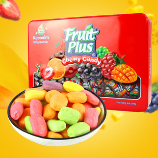 马来西亚进口fruit plus果超水果软糖268g喜糖果铁盒装婚庆礼盒