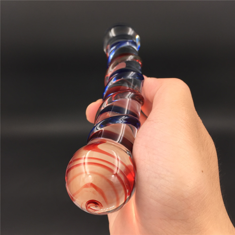 zcz彩棒水晶玻璃阳具男女双用成人用品冰火棒自慰器具后庭肛门塞