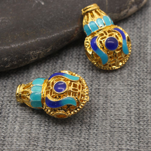 景泰蓝工艺diy配饰 铜镀烧蓝三通小葫芦吊坠吊饰精美饰品批发