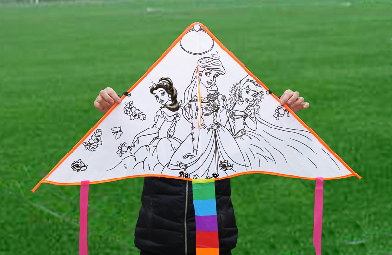 包邮空白填色风筝儿童绘画diy手工材料包教学手绘涂鸦小风筝批发