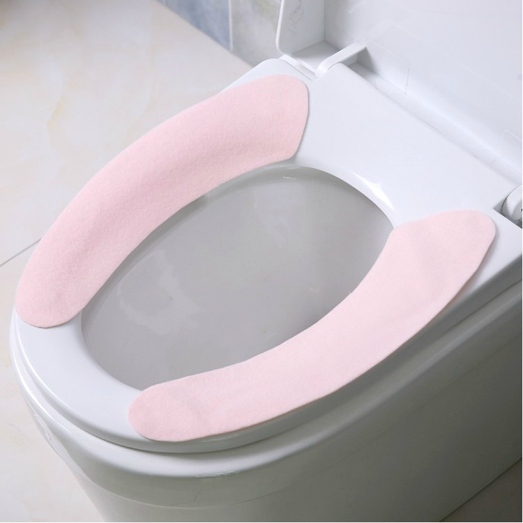 Customized Logo Candy Pure Color Seamless Removable and Washable Toilet Mat Adhesive Winter Velvet Cold Protection Toilet Seat Cover