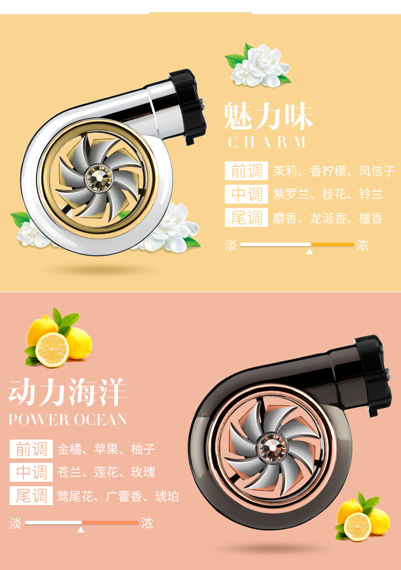 汽车空调出风口香水涡轮车载香薰片棒创意汽车用品新款一件代发