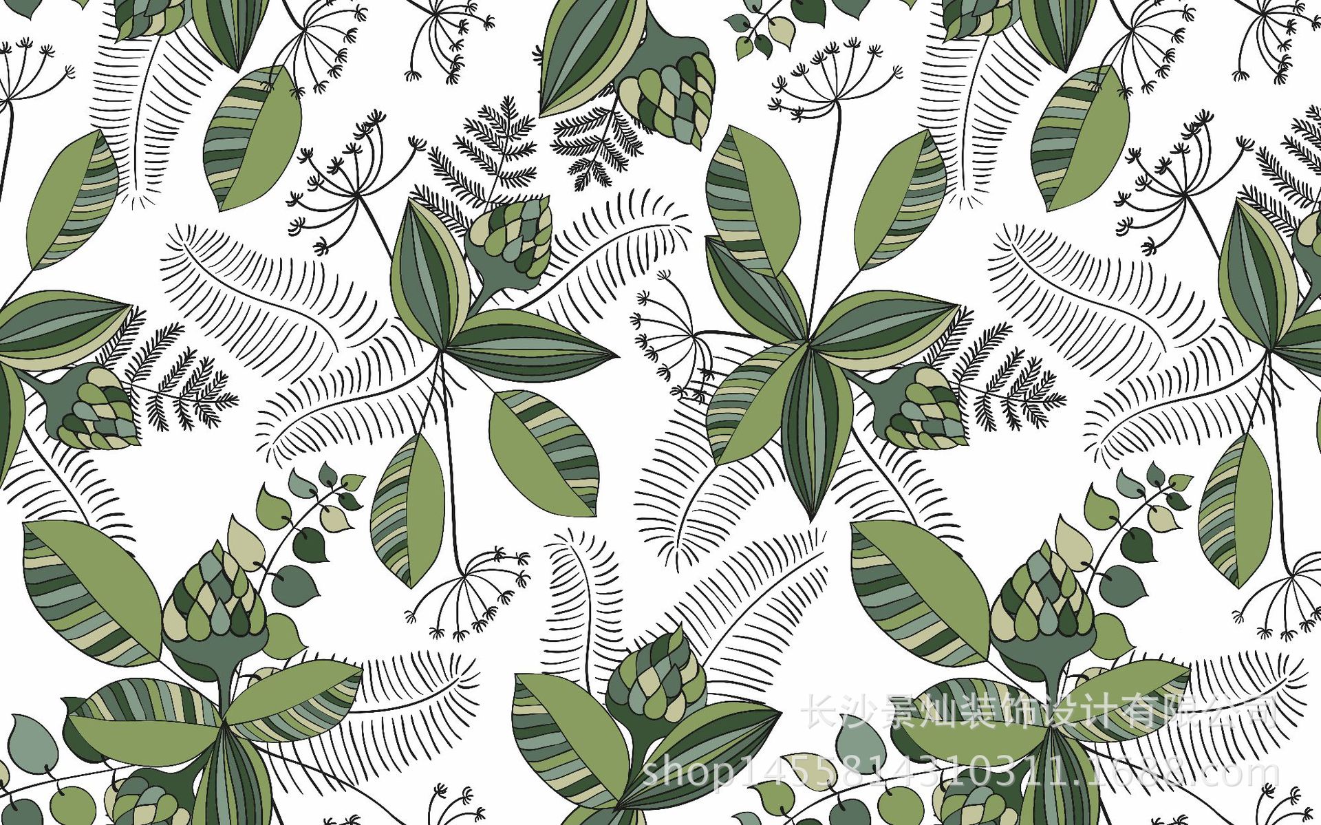 手绘北欧热带雨林定制大型壁画 客厅沙发电视背景墙壁纸无缝墙布