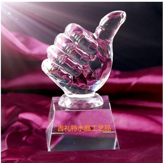厂家直销水晶奖牌 挂牌摆件水晶奖杯创意大拇指水晶工艺品定制批