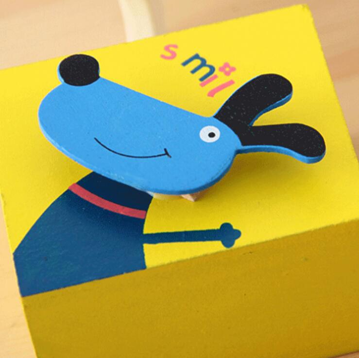 South Korea Creative School Office Stationery Wooden Cute Painted Animal Pen Holder with Note Clip Factory Wholesale