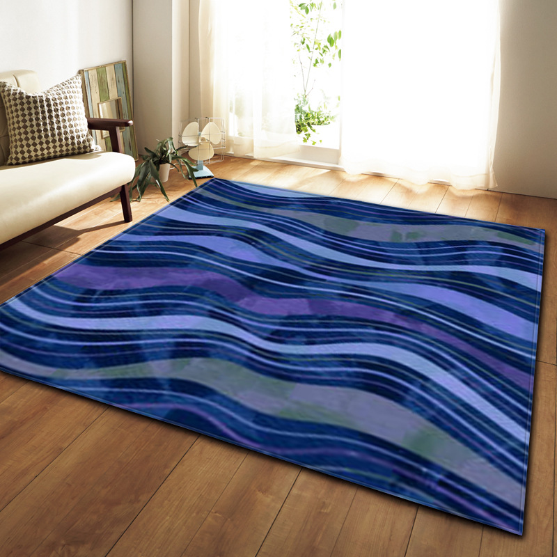 现代波浪线条地毯客厅门厅地垫ebay亚马逊货源代发图案尺寸定制