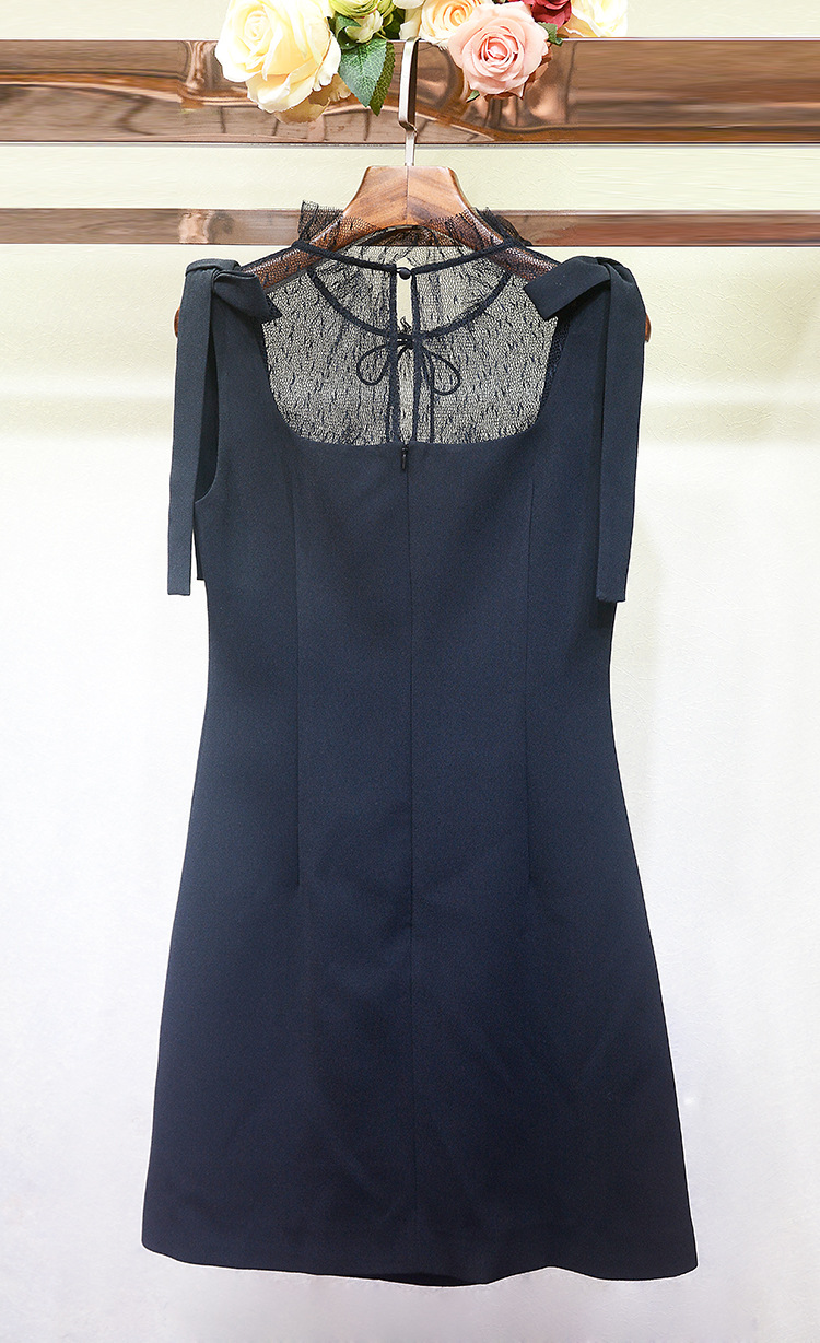 2018春夏款28204a蝴蝶结蕾丝镂空020026f无袖连衣裙短裙ye0005