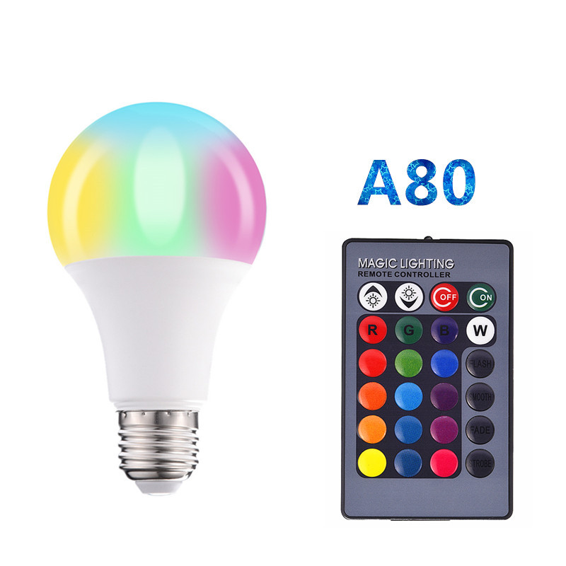 Color Changing Remote Control Bulb Led Colorful RGB Bulb Color Bulb A60 Plastic Bag Aluminum Constant Current A19 with Memory