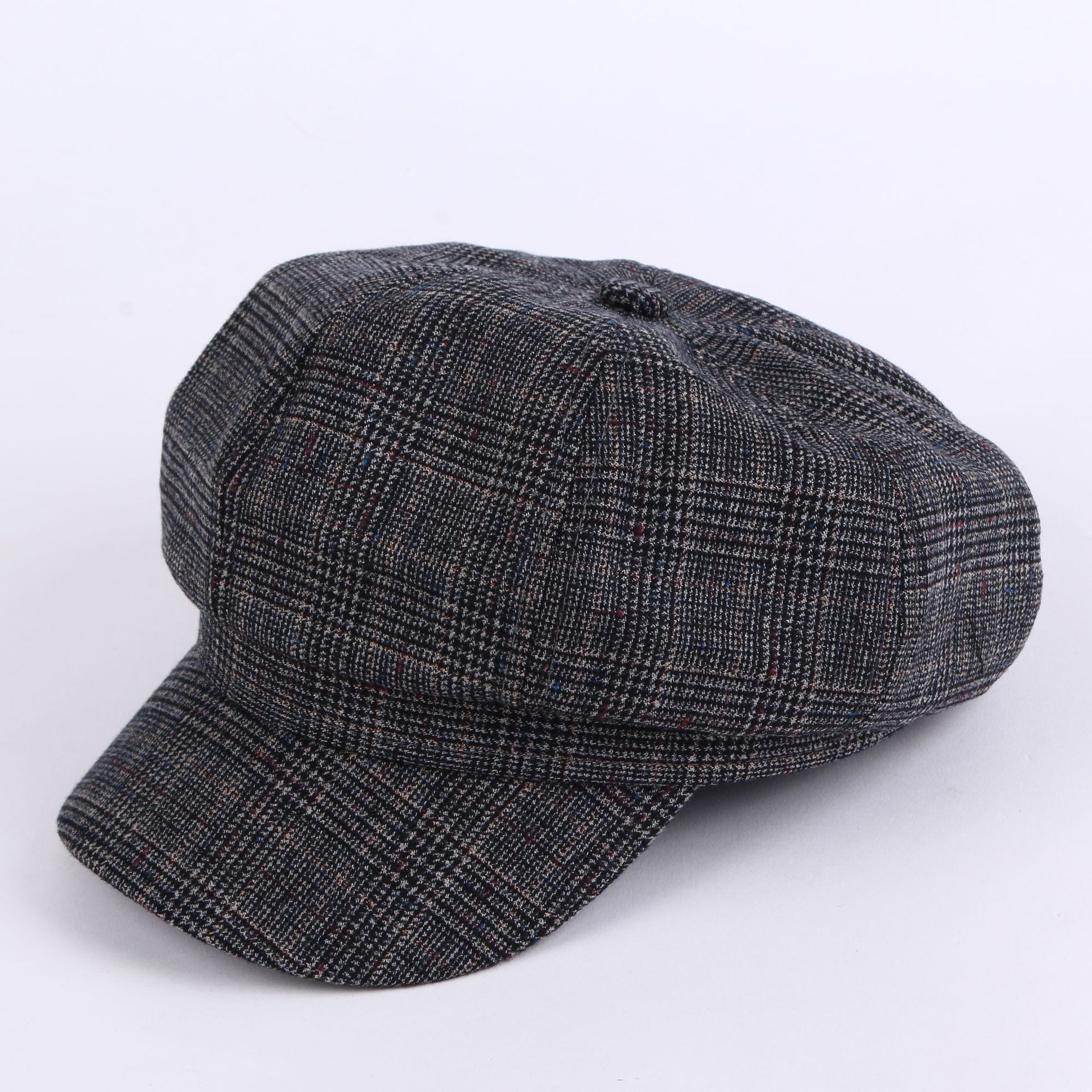 秋冬复古英伦八角帽条纹百搭鸭舌帽韩版蓓蕾帽潮流贝雷帽工厂批发