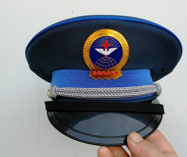 新款蓝色成人大盖帽基督教圣乐队帽徽大檐帽军迷收藏品教堂乐队帽