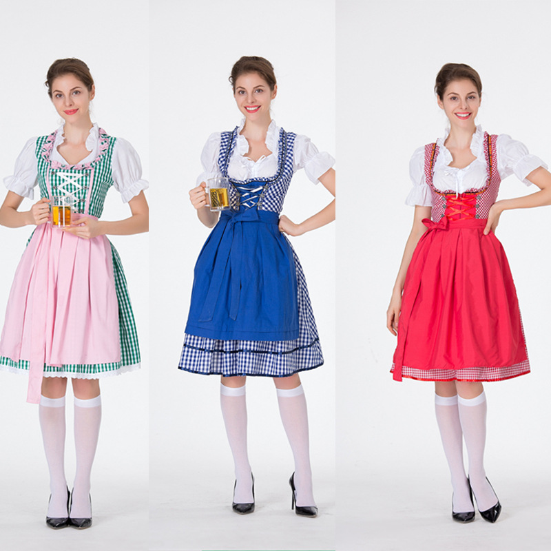 分码 实拍德国啤酒服巴伐利亚民族传统服装啤酒节女郎餐厅工作服