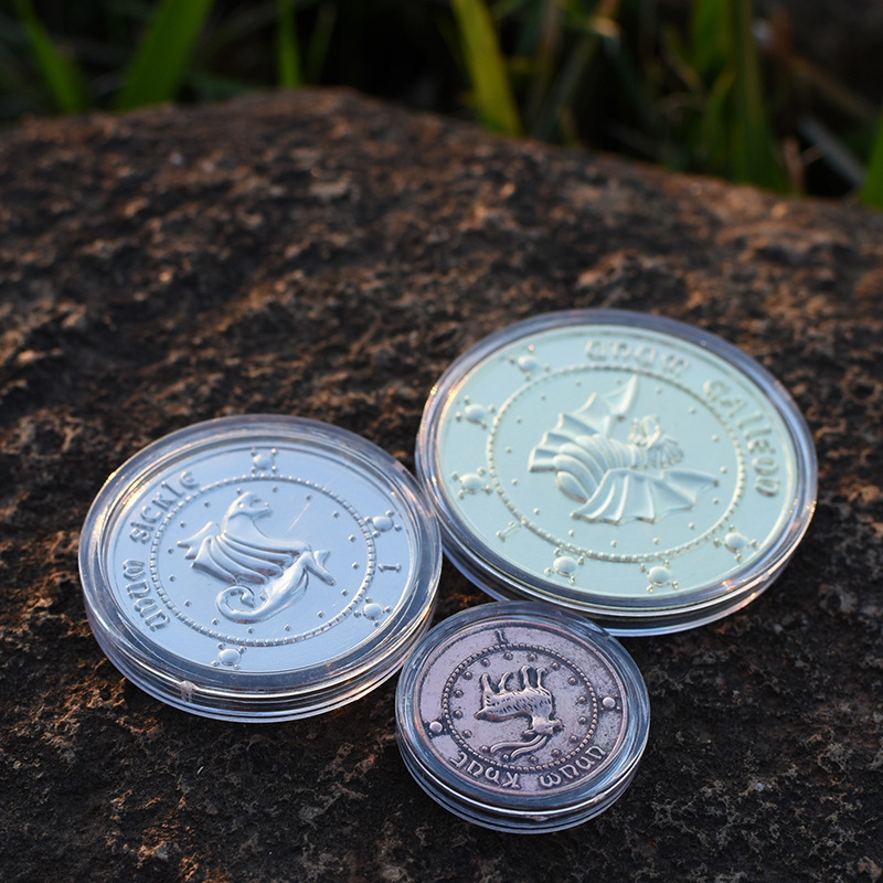 哈利波特周边 古灵阁金币 纪念币项链 纪念品 徽章定制硬币盒礼品