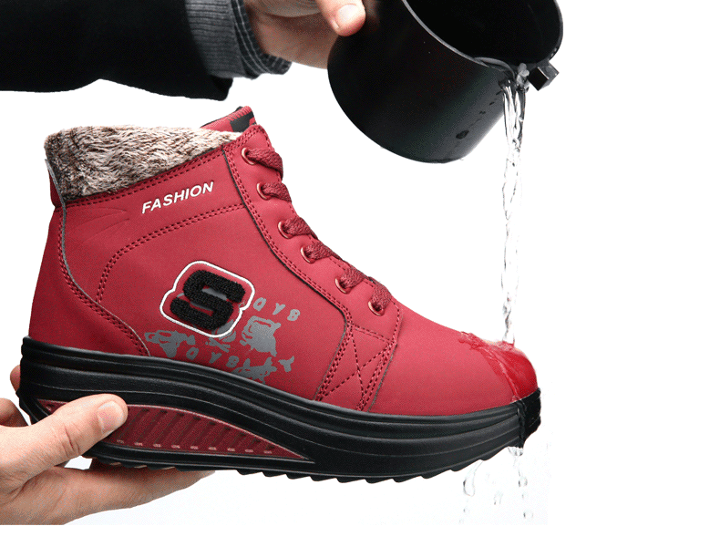 新款冬季女士棉鞋摇摇鞋加绒皮面运动休闲厚底松糕韩版跑步旅游鞋