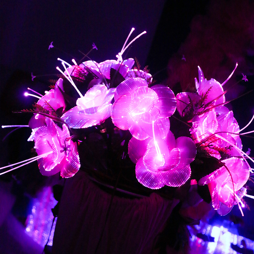 星空花朵全花朵发光 发光光纤花朵 夜光光纤发光玫瑰花 厂家批发