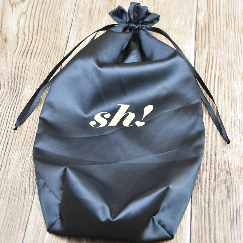 长期销售 黑色色丁布袋子 抽绳收口大尺寸丝绸布袋子