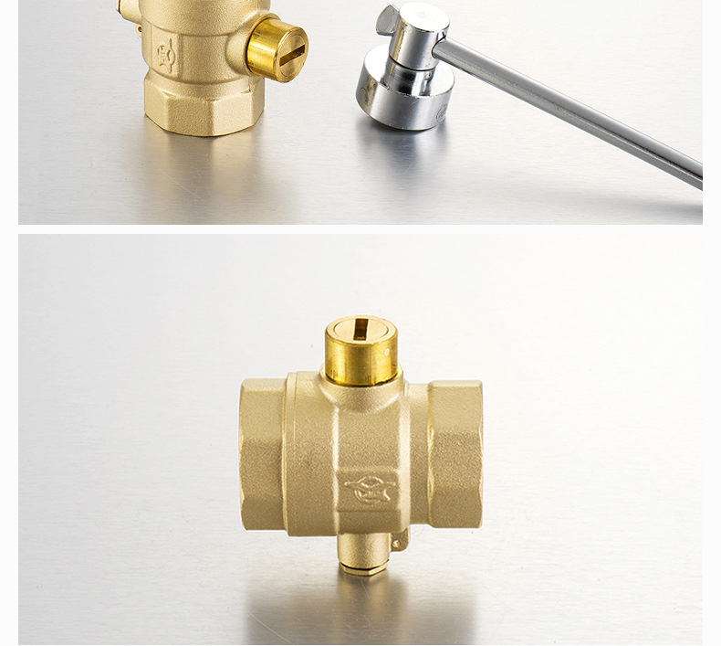 玉泉国标阀门 黄铜218测温一字开锁闭球阀 二通式铜锁闭阀厂家