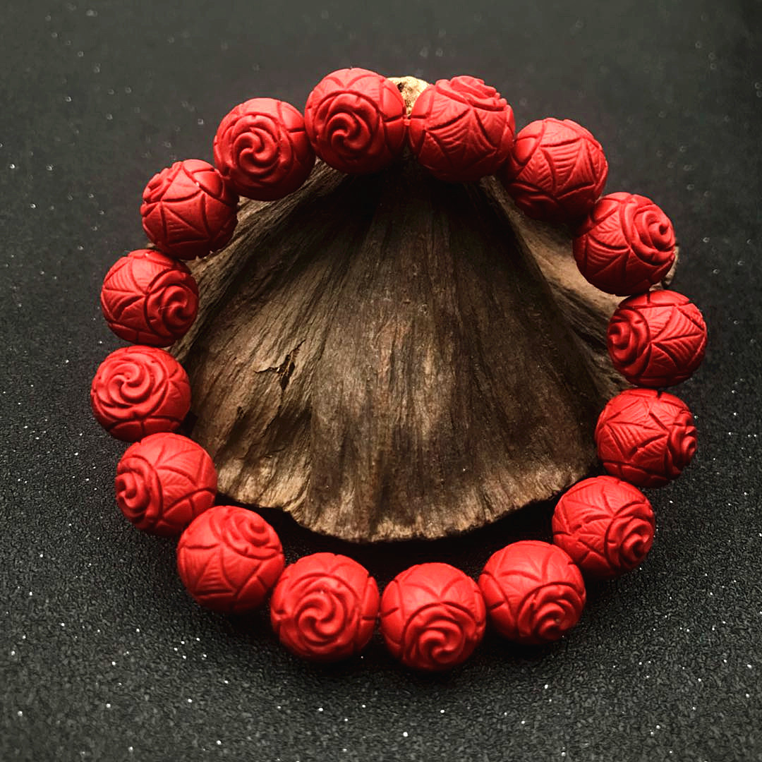 复古天然红朱砂手串手链时尚百搭民族风莲花手串平安本命年首饰