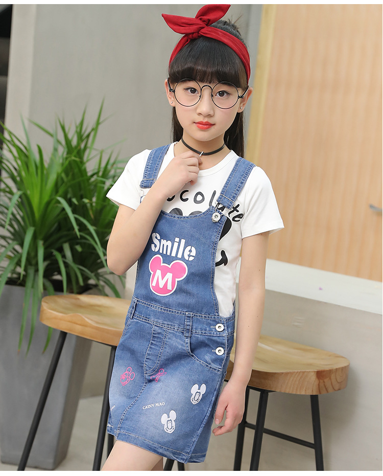 童装2021夏装新款女童牛仔背带裙中大童儿童跨境卡通一件代发潮