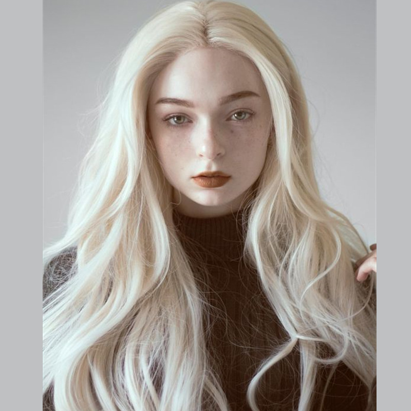 欧美女时尚米色中分长卷发假发原宿风动漫cos长发自然逼真假发套