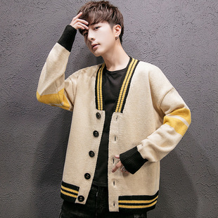 男士开衫针织衫韩版慵懒风毛衣外套男秋季男款潮外穿线衣休闲男装