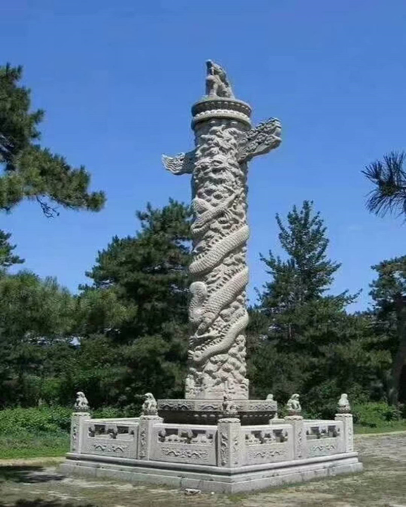 福建直销工厂花岗岩文化柱龙凤浮雕雕刻石雕龙柱寺庙景区装饰摆件