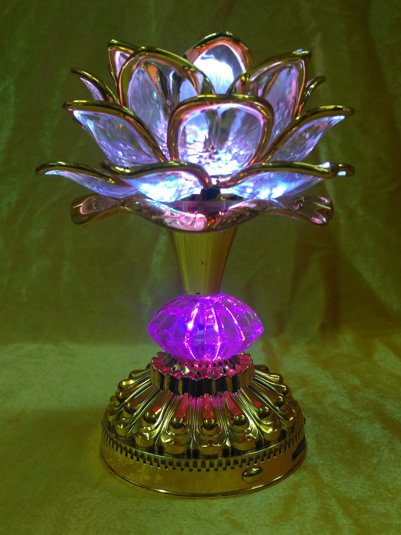 莲缘佛具led七彩琉璃莲花念佛机 播经机佛堂长明灯 佛教用品