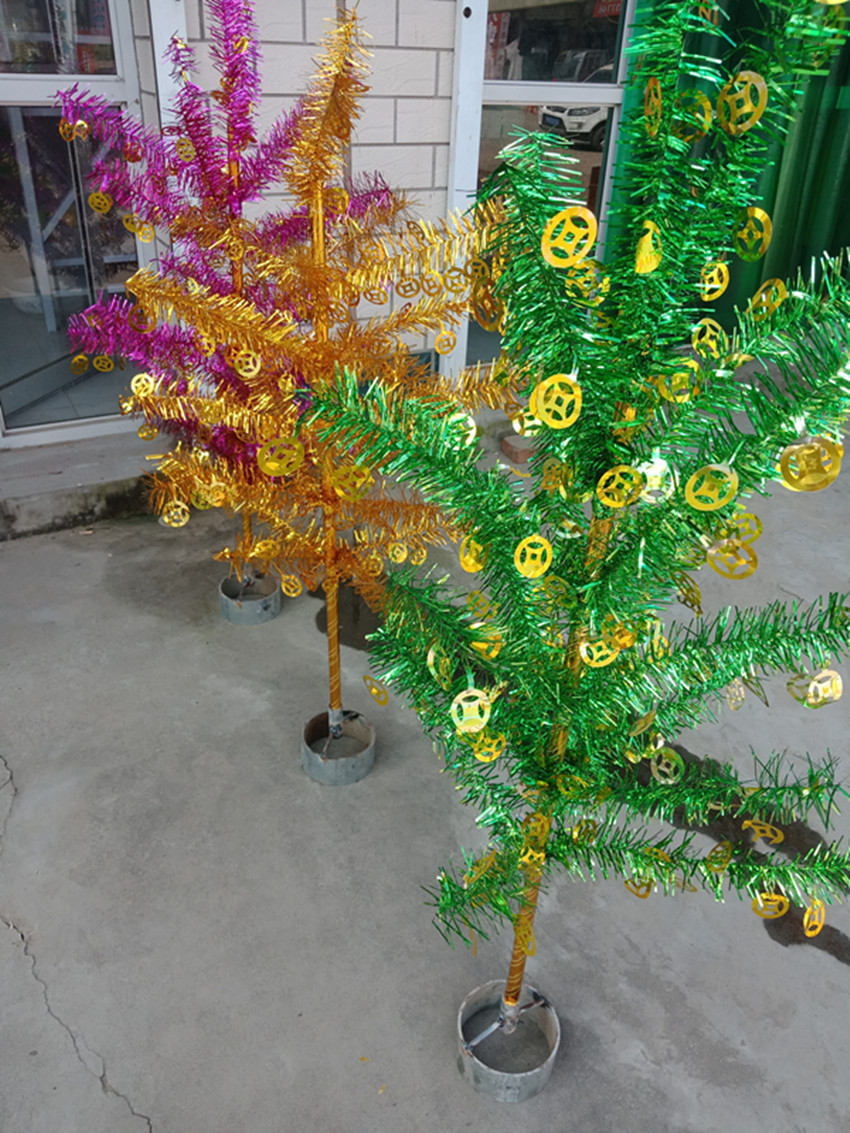 彩条挂钱摇钱树14米祭祀殡葬用品纸活纸扎雄县厂家直销塑料