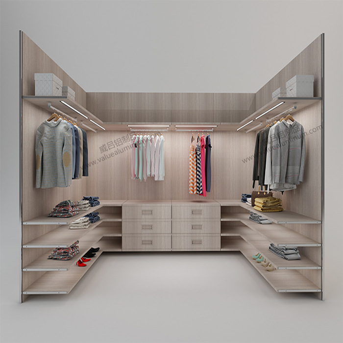 厂家定制 铝框玻璃层板 可镶嵌led灯带 衣柜层板 简约现代