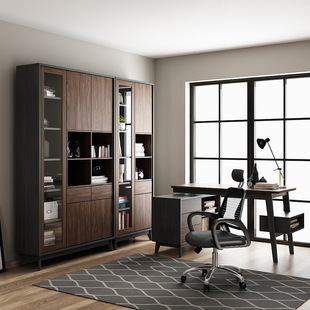 北欧简约现代组合书柜书房简易组装书架单门双门三门收纳置物柜