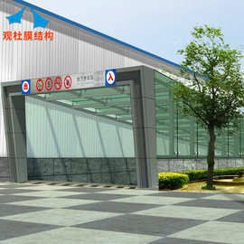 通道走廊轻钢结构玻璃顶篷 车库出入口玻璃雨棚 钢梁支架玻璃雨蓬