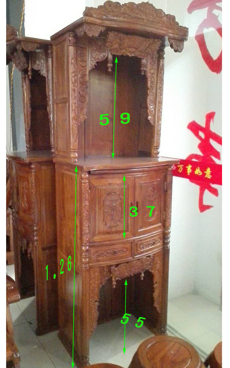 红木立柜双层神柜神台中式家具大神楼刺猬紫檀佛龛佛柜非洲黄花梨