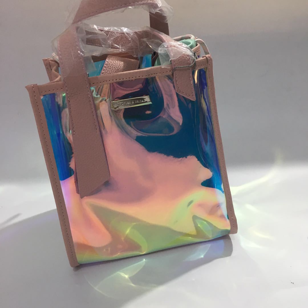 2018新款女包镭射包女士斜跨雷射包果冻透明炫光镭射包单肩手提包