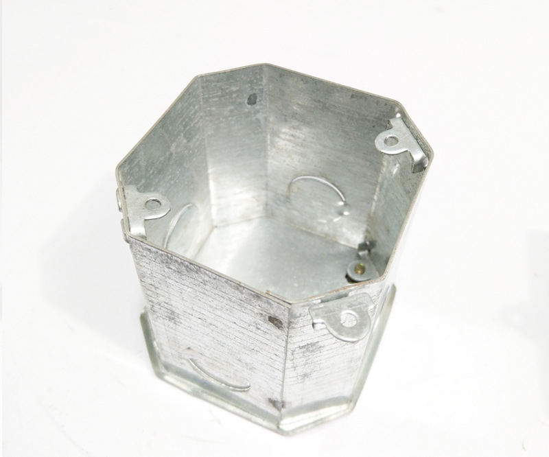86型金属通底方八角外耳接线盒 焊接镀锌铁预埋开关灯头盒h80 70