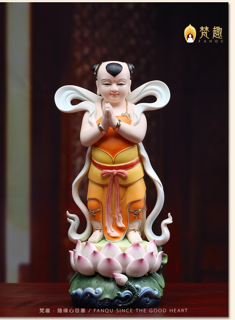梵趣金童玉女佛像陶瓷摆件善财童子龙女招财风水助姻缘童男女供奉
