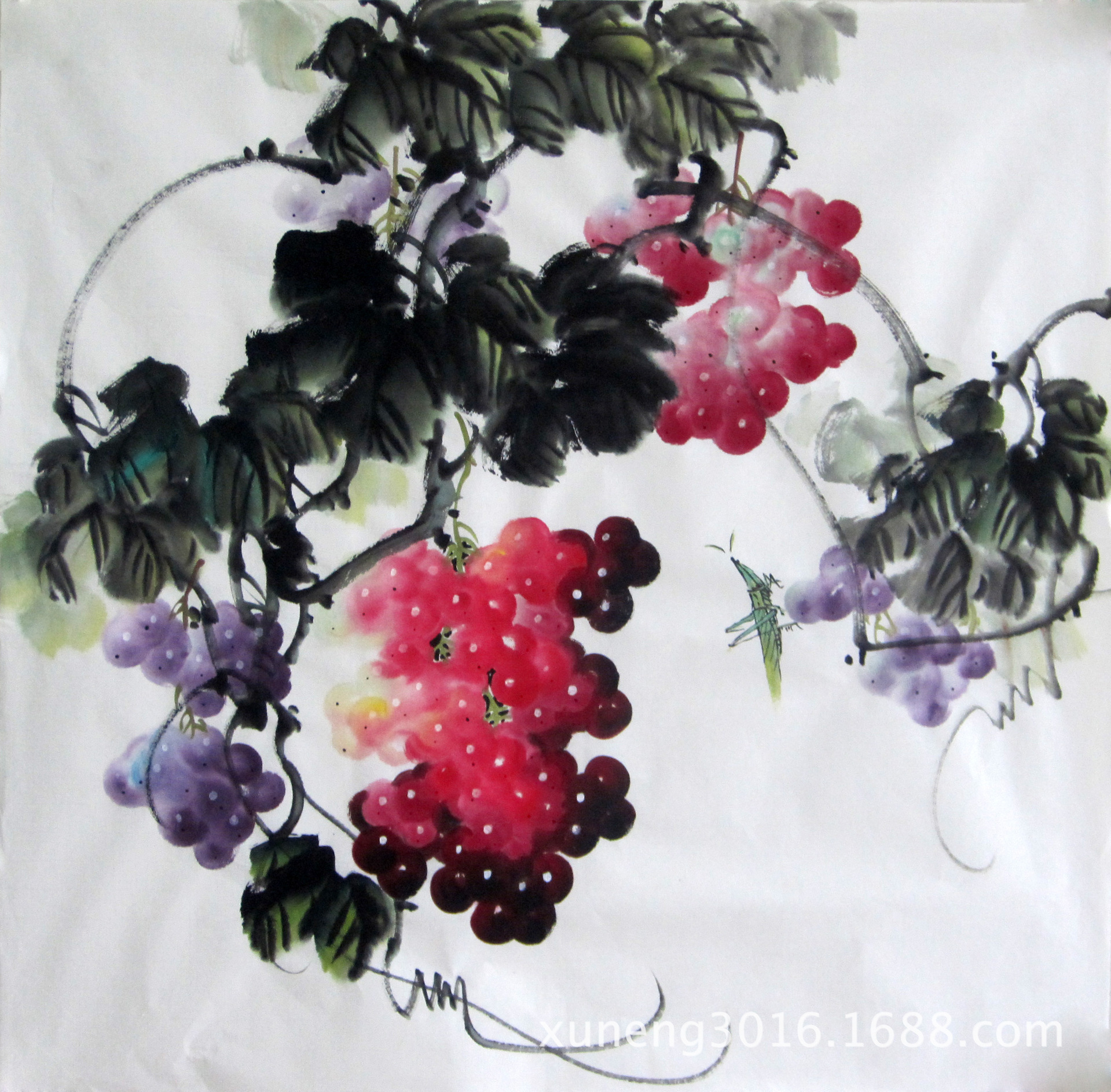 四尺斗方花鸟葡萄国画客厅餐厅装饰画挂画字画小品风水画p35