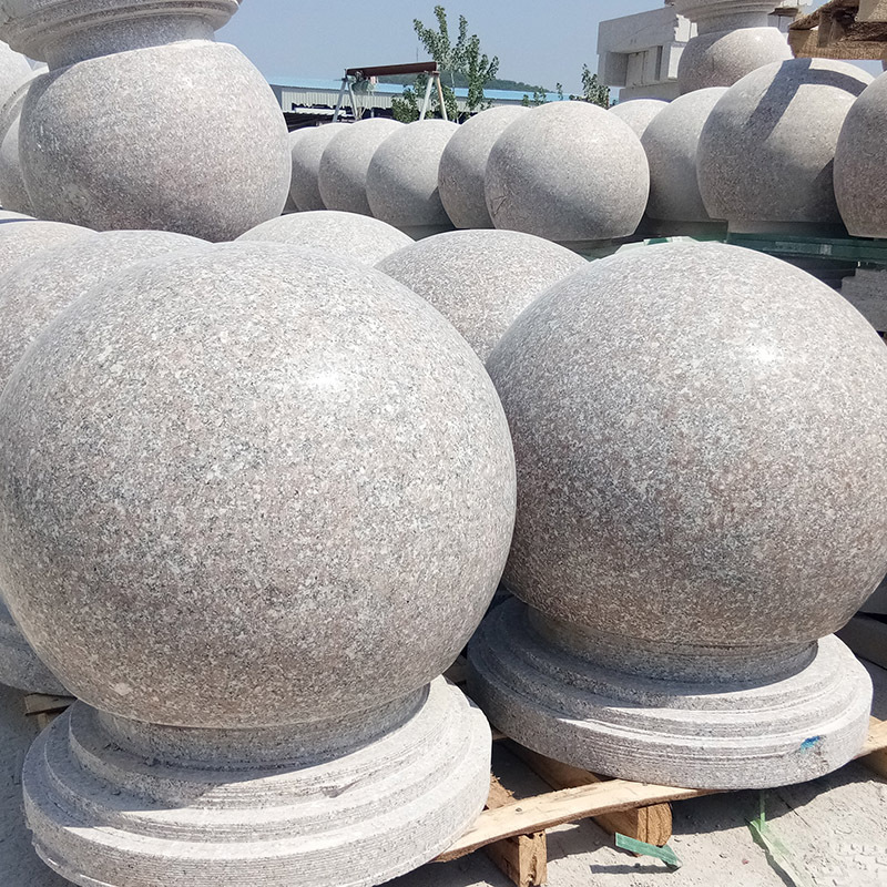 浅红色花岗岩广场隔离墩定制 公园拦路障碍防撞石墩加工 异型厂家