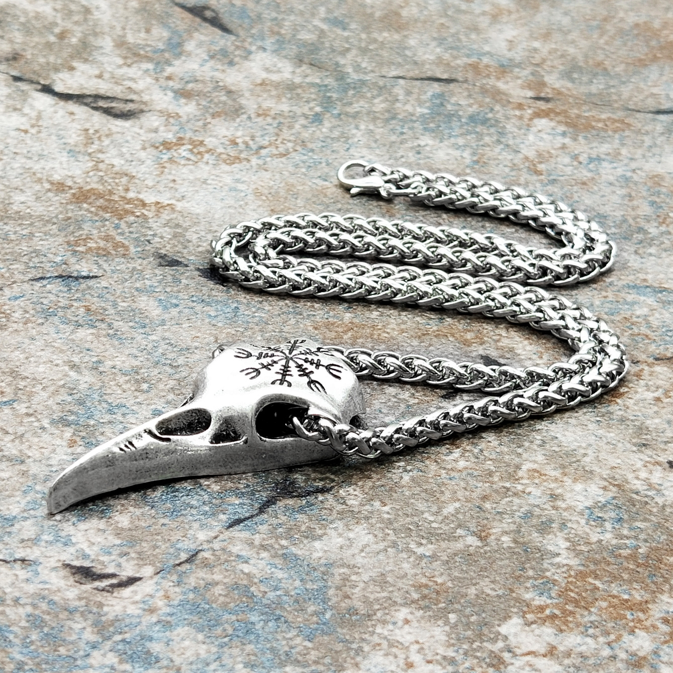 wish维京乌鸦头骨吊坠 欧美饰品 欧美项链速卖通热款