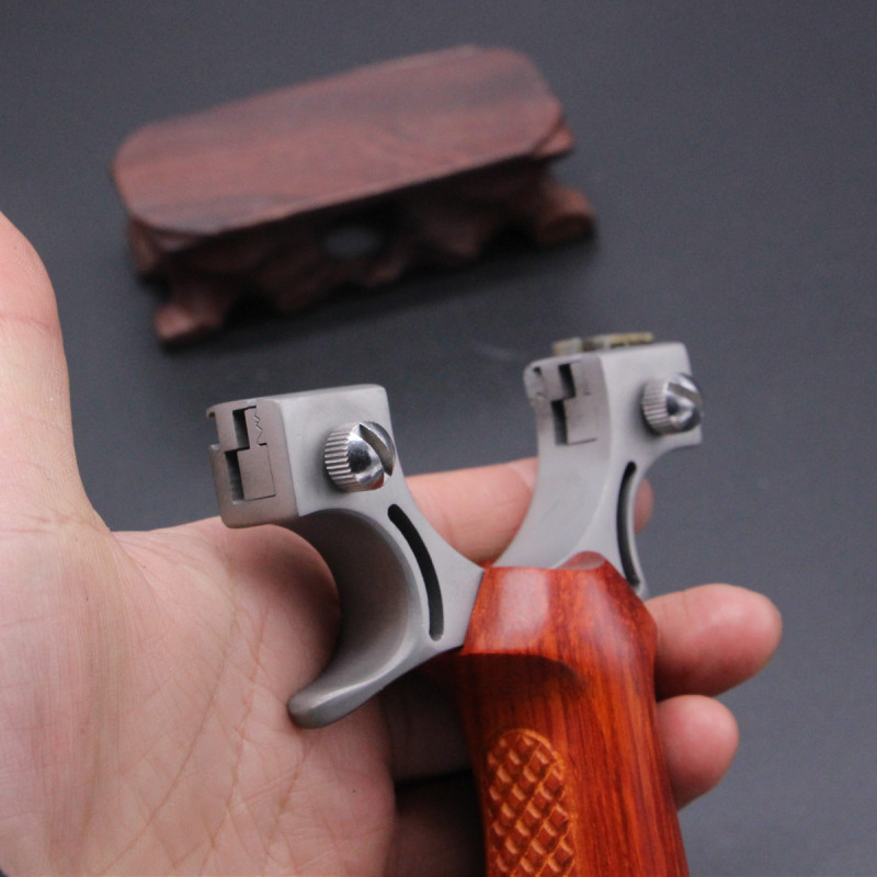 98k木柄弹弓阻击五连瞄水平仪瞄具内置夹片扁皮弹弓美猴王不锈钢