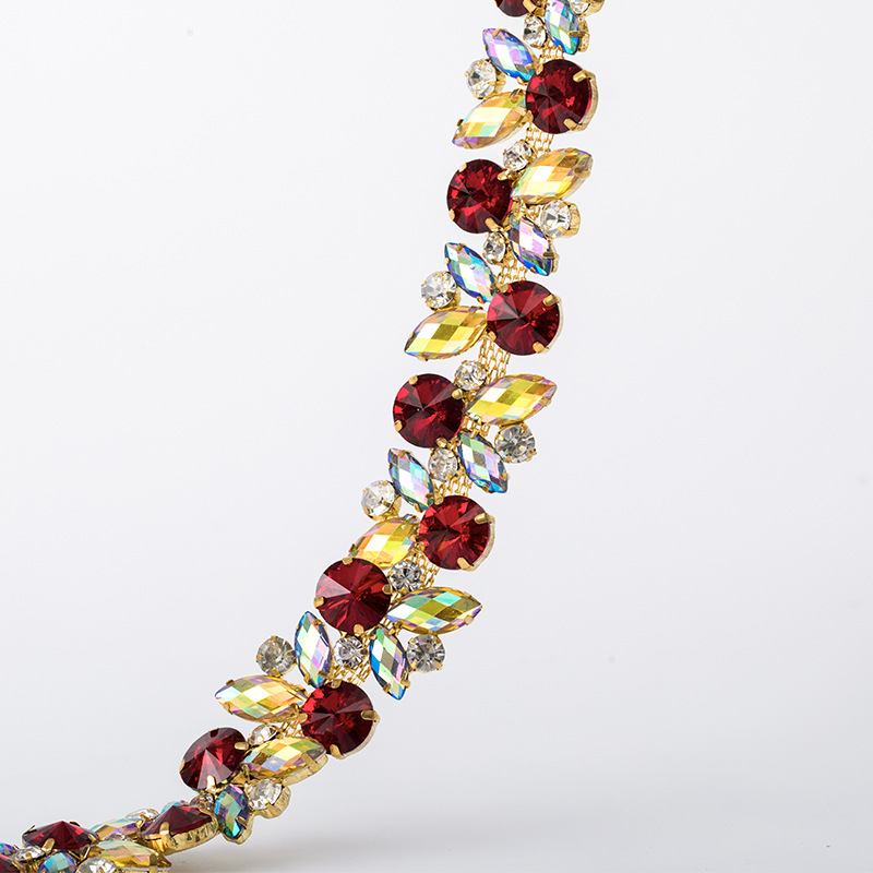 义采宝 水钻链条婚纱礼服裙服装钻石花水钻码链彩虹雨水钻链条