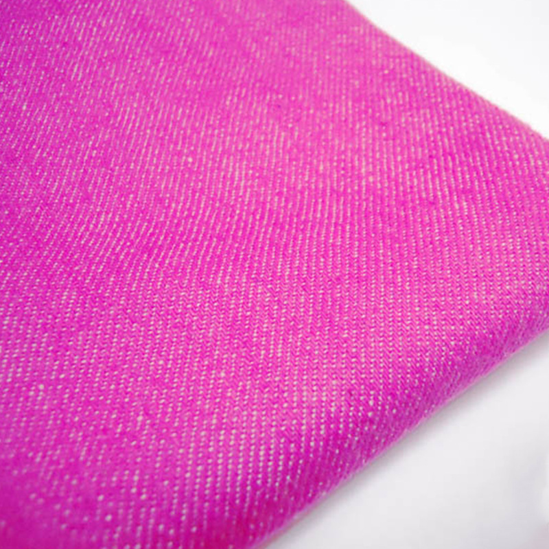 现货 全棉洋红色玫红色牛仔布面料 中厚水洗弹力色织平纹牛仔棉布