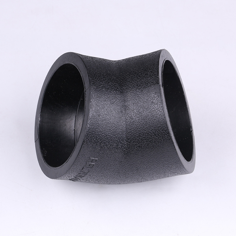 批发承插45度pe弯头 pe管件热熔给水管件 黑色pe小弯